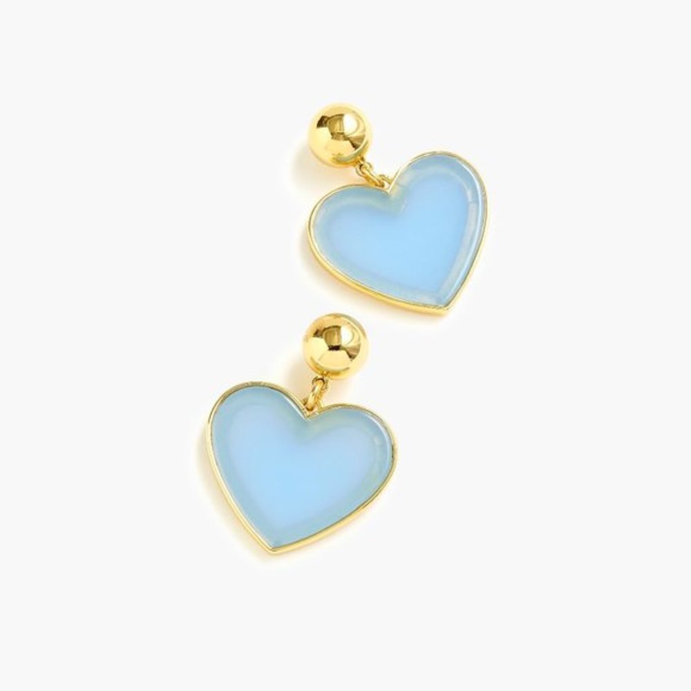 J.Crew Heart Drop Earrings in Acetate Sound Blue